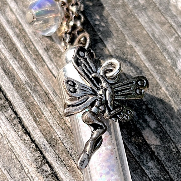 🧚‍♀️ Y2K Fairy Dust Aurora Borealis AB Pendant Necklace Earrings - Picture 3 of 11